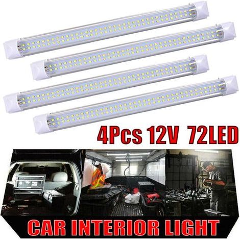 AIDUCHO 4er-Set – Doppelreihige LED-Fachbeleuchtung, Auto-Innenraumbeleuchtung, 72 LED-Röhren, Transporter- und Wohnwagenbeleuchtung, Leselampe (1/4)