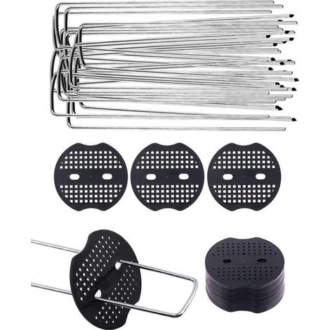Confezione da 10 morsetti da giardino a forma di U e robusti connettori in plastica con ganci, assortimento per tubi di irrigazione, recinzioni e chiodi per erba artificiale, (1/5)