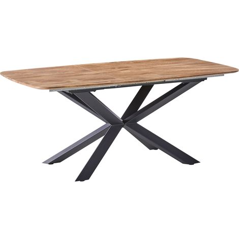 Extending Dining Table Brown MDF Metal Legs 140/180 x 90 cm Butterfly Leaf Mechanism Rectangular GAIRDNER (1/5)