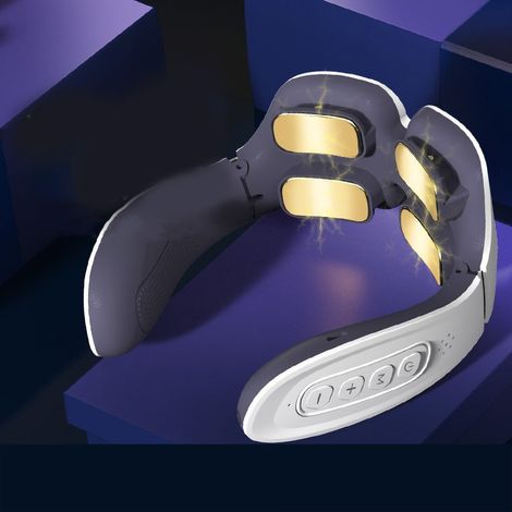 Massageur cervical intelligent 4 têtes, appareil électrique sans fil avec compression chaude pour cou et épaules, version améliorée (1/4)