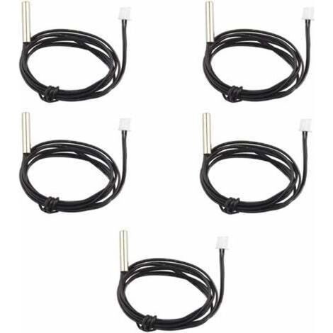 Lot de 5 sondes de capteur de température étanches NTC 10 K 1 % 3950 Thermistor, câble d'extension de 1 m, détecteur de température, jauge pour climatiseurs de voiture/réfrigérateurs (1/3)