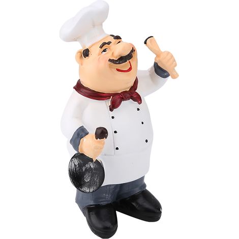 Figurine en résine de chef joyeux de style campagnard américain vintage, décoration pour la maison, le restaurant, le café ou la tablette (71110‑04) (1/5)