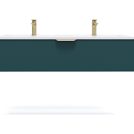 Meuble de salle de bain suspendu double vasque intégrée 120cm 1 tiroir Bleu - Venice (1/5)