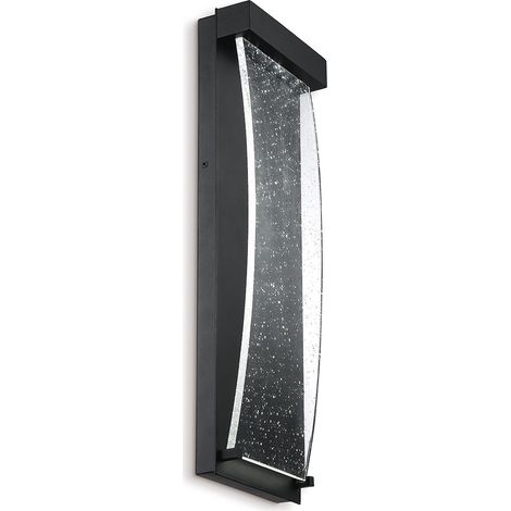 Applique esterna Kabo nera vetro granulato LED 6W IP44 Quintiesse (1/5)