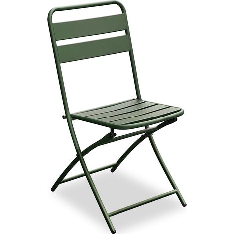 SEDIA PIEGHEVOLE DA GIARDINO ESTERNO VERDE OLIVA A LISTELLI 44X54X85 CM RIGAMONT (1/4)