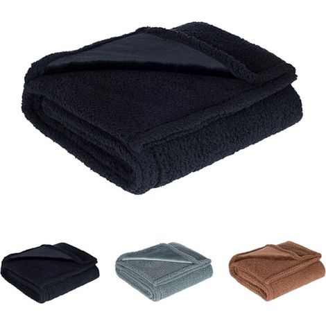 Couverture imperméable, couverture douce pour canapé, lit, canapé-lit, couverture imperméable pour chiens et chats, rose et noir, taille XL : 145 x 216 cm, noir (1/5)