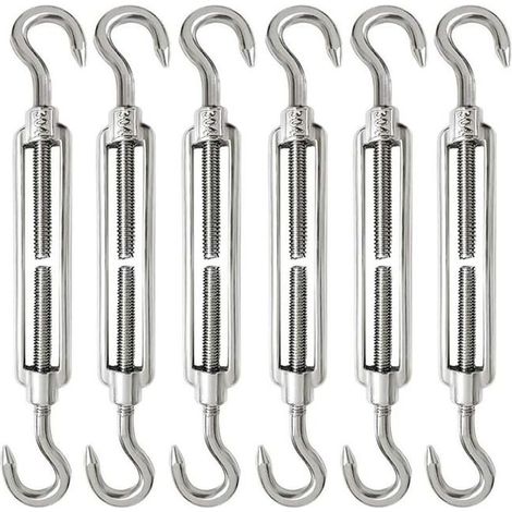 Paquete de 6 ganchos de ajuste para cable de acero M6, ganchos de ajuste y tensión para cable de acero inoxidable 304, ganchos para cable de acero. (1/4)