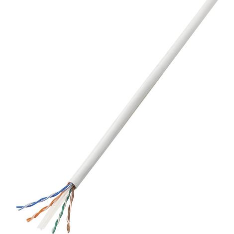Tru Components – Câble réseau CAT 6 U/UTP 25 m – 4 paires torsadées – Conducteur CCA 0.27 mm² – Fréquence 250 MHz – Blanc - UTP 4 X