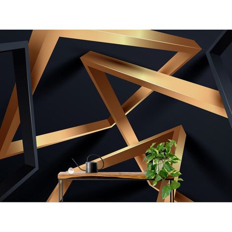 Papier Peint Art & Déco - Structure Dorée et Noire - 150 x 250 cm (1/2)
