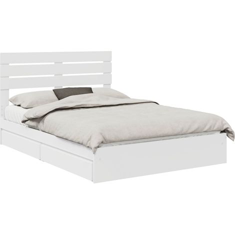 Maison Exclusive - Aufbewahrungsbett mit Kopfteil Weiß 160 x 200