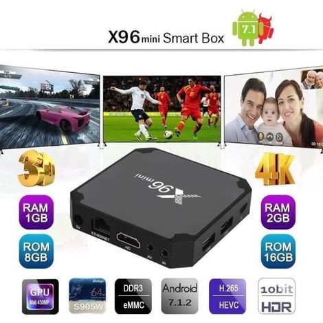 X96 mini TV Box 4K Lecteur Multimédia Android 7.1.2 HD 2G + 16G Lecteur (1/4)