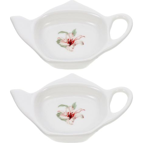 Lot de 2 Dessous de Sachets de Thé en Céramique, Solide et Résistant Déformation, pour Restaurants et Salons de Thé Élégants (1/5)