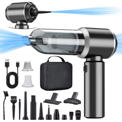 Aspirateur à Main 2 en 1 sans Fil, 28000 PA, aspirateur à Main Puissant, 3 Vitesses, 220000 TR/Min, Vaporisateur d'air comprimé pour Voiture, Cuisine, PC, canapé (1/5)