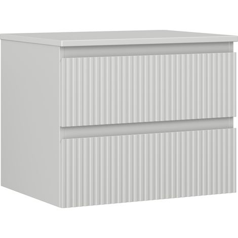 Mexen Rivel armadietto da bagno sotto-lavabo 60 cm con piano, 2 cassetti, scanalato, grigio opaco - 91A20-06047-2-BFFC62 (1/5)
