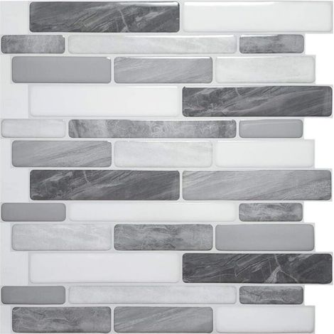 Panneaux muraux 3D décoratifs autocollants, effet marbre gris, salle de bain et cuisine