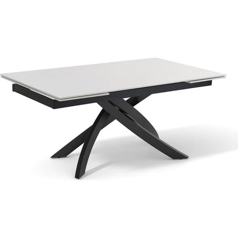Table extensible 160 à 240 cm céramique blanc pied entrecroisé - OREGON 11 (1/5)