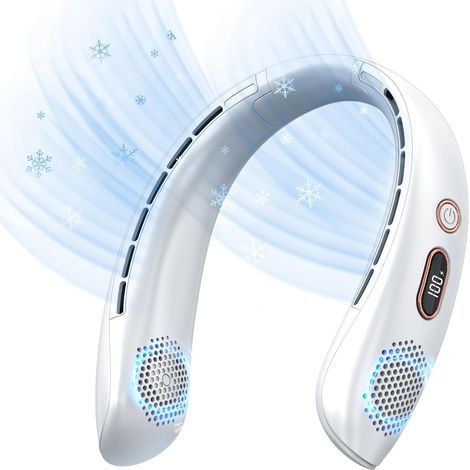 Nackenventilator, tragbarer flügelloser Ventilator, 6000-mAh-Akku, über USB wiederaufladbar, LED-Anzeige, 360°-Kühlung, 3 Geschwindigkeiten, leise, freihändig, für Reisen, Outdoor, Camping (1/4)