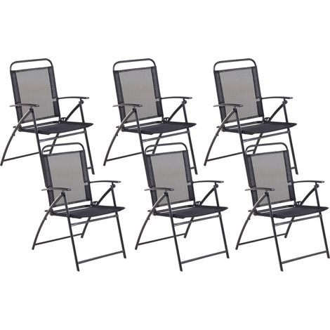 Conjunto de 6 sillas de jardín con marco de metal negro plegable resistente a la intemperie Livo (1/5)