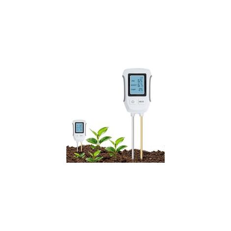 Testeur de Sol ph 3 en 1, Détecteur de Test de Sol Acide-Base, Mesure de Température et d'Humidité avec Affichage LCD Rétroéclairé Compatible avec Le Jardinage/Plantes en Pot/Ferme