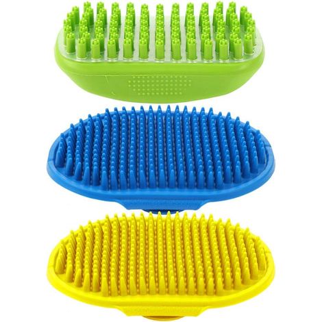 Lot de 3 brosses de toilettage pour chiens, brosse de bain en caoutchouc, pour chiens et chats à poils courts ou longs (1/5)