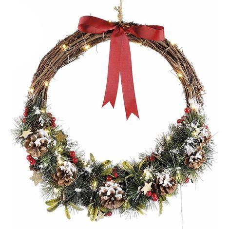 Ghirlanda Natalizia per Porta con Pigne, Bacche, Neve Idea Regalo Diametro 40 Cm (1/4)