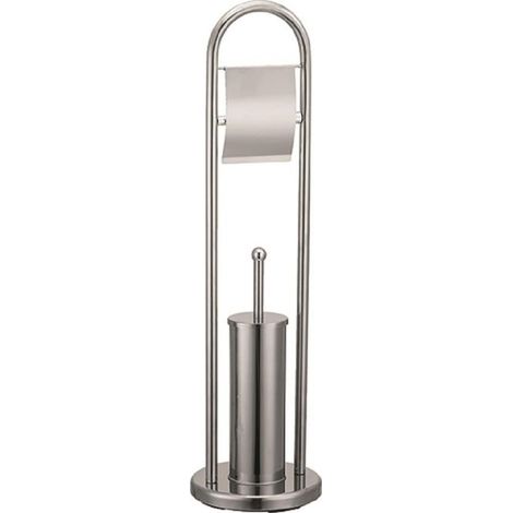 Vigor 4227135 ECOLine Portascopino WC con Portarotolo Piantana da Appoggio Acciaio Inox 80 cm colore Acciaio Inox
