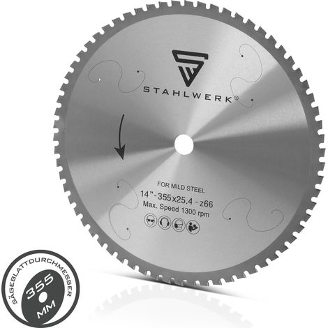STAHLWERK Kreissägeblatt 355 x 25,4 x 2,2 x 1,8 mit 66 Zähnen Metall-Sägeblatt (1/5)