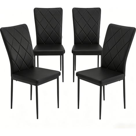 Set di 4 sedie da pranzo in similpelle nera con schienale alto (1/5)