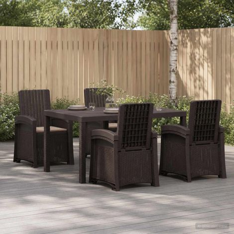 vidaXL Ensemble de salle à manger pour jardin 5 pc Marron et taupe PP (1/5)