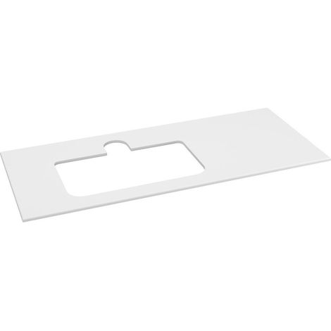 BRAHEA Plan de travail Rockstone, trou pour lavabo, 121x51,5cm (90+30cm), gauche, blanc mat