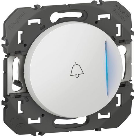 Poussoir simple avec voyant lumineux et marquage sonnette dooxie 6A 250V finition blanc - emballage blister (1/5)
