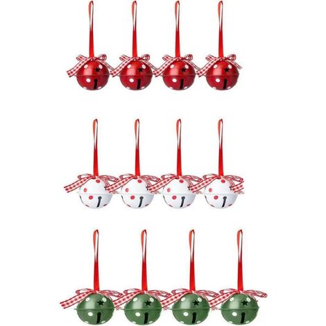 12 Weihnachtsuhren mit Schleife, metallener Baumschmuck, festliche Anhänger