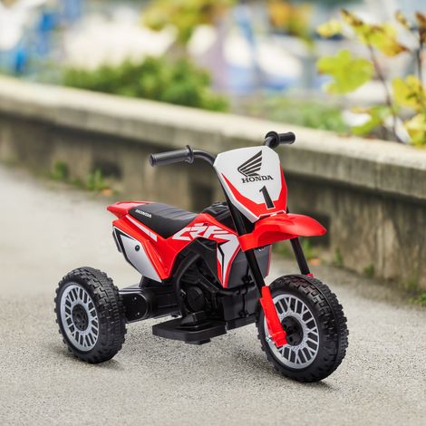Moto de motocross eléctrica para niños, con licencia Honda CRF450RL, 3 ruedas, batería de 6V, para niños de 18 a 36 meses, color rojo.