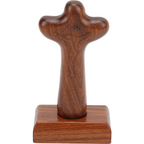 Rustikale Tischdekoration aus Holz: Handgeschnitztes Kreuz aus australischem Rosenholz, polierte Oberfläche, langlebig (1/5)