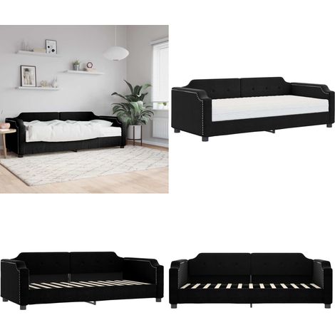 Tagesbett mit Matratze Schwarz 80x200 cm Stoff - Tagesbett - Schlafsofa - Gästebett - Doppelbett - Sofa Bett Kombination - Home & Living (1/5)