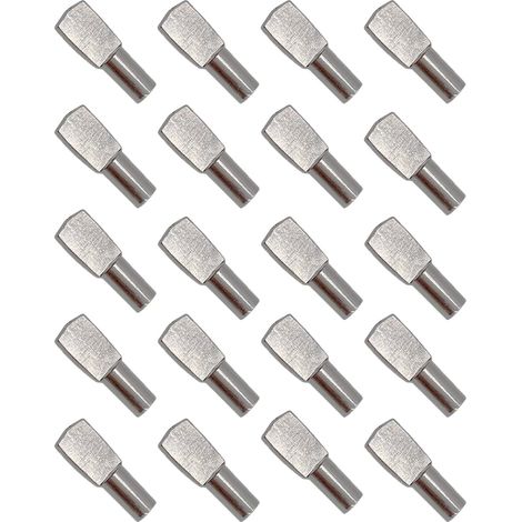 50 Stück Regalstützen, Regalstützstifte, Dübel, Regalplattenhalterungen, vernickeltes Metall für Schrank-Schreibtisch-Zubehör – 5 mm x 19 mm