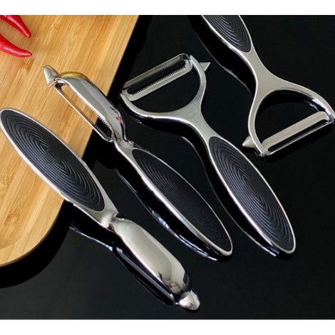RASPADOR NEGRO PARA PELAR VERDURAS Y FRUTAS, ACERO INOXIDABLE NEGRO