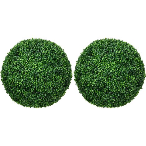 Boule de buis artificielle Ø50 cm lot de 2, plante décorative réaliste en plastique pour intérieur et extérieur, vert, idéale pour salon, jardin, bureau – CHICFURN (1/5)