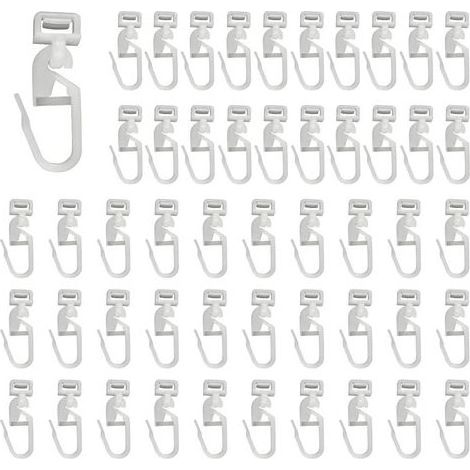 Lot de 50 crochets de rideau à suspendre En plastique Blanc Pour caravane, camping car (1/5)