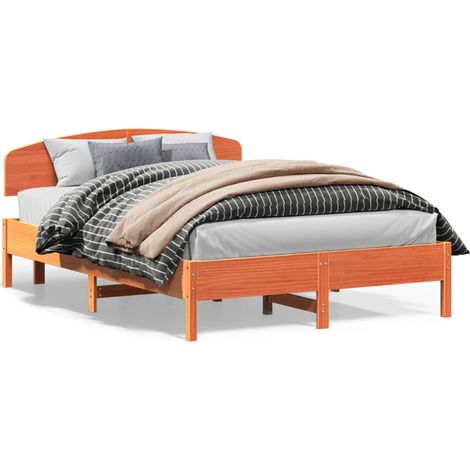 Maison Exclusive - Massivholzbett ohne Matratze Wachsbraun 140x20