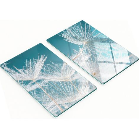 Tablas de cocina decorativas multifuncionales de vidrio con dise帽o de dientes de le贸n, 2x30x52 cm.
