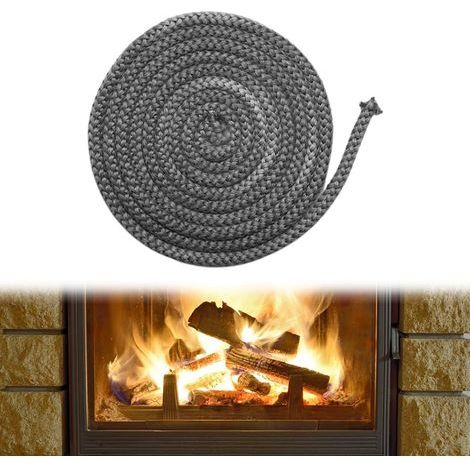 Joint D'étanchéité Cheminée,Cordon D'étanchéité,Joint Rond pour Poêle à Cheminée,Joint Noir en Fibre de Verre,Cordon D'étanchéité pour Poêle,Corde D'étanchéité en Fibre de Verre 8mmx2m (1/5)