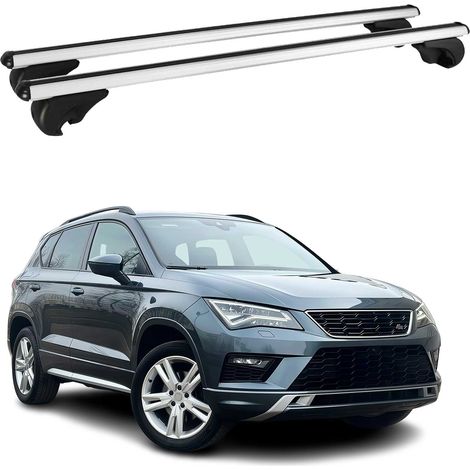 OMAC Aluminium Dachträger Querträger für Seat Ateca 2016-2026 – TÜV / DIN 75302:2019 – Abschließbar – Max. 75 kg – 2 Stangen Silber (1/5)