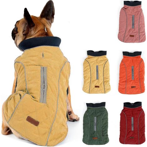 Veste de Chien réfléchissante, Manteau de Chien Chaud rembourré Puffer Gilet Veste Imperméable avec Polaire (Jaune, Taille XXL) (1/5)