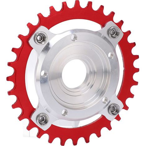 32-Zahn-Kettenblatt mit 104 mm Lochkreis, 104 mm Lochkreis-Ritzeladapter, 32-Zahn-Kettenblatt-Umrüstsatz (positiv/negativ) für Tongsheng-Mittelmotor (rot) (1/5)