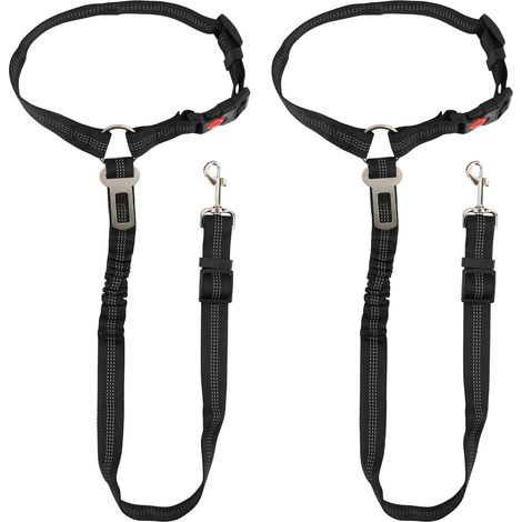 2 PCS Sécurité Chien Voiture,Voiture Ceinture 45-80cm avec Laisse Voiture, Harnais Voiture Chien, Laisse Double, Mousqueton Sécurisé, Absorption Chocs, Nylon Résistant (1/5)