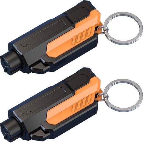 2 Pack Window Breaker Seatbelt Cutter, Car Safety Hammer Escape Tool for Visor Clip, Portable Escape Kit (1/5)