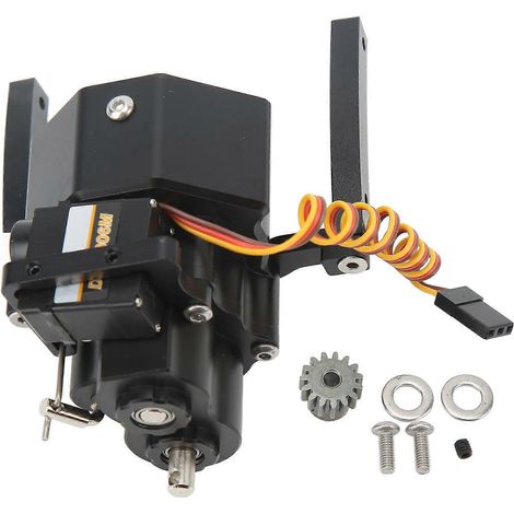Boîte de vitesses avant 2024RC en alliage d'aluminium à double vitesse, dimensions idéales, surface anodisée, pour crawler 1/10 SCX10 (châssis 313 mm), noir. (1/5)