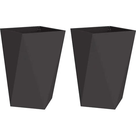 Lot de 2 jardinières rectangulaires modernes jardin terrasse 50 x 50 x 75 cm en acier noir (1/5)