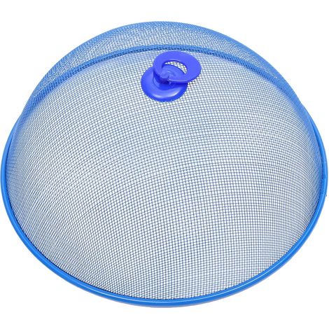 Couvercle anti-mouches métallique bleu de 28 cm, protection alimentaire pour pain, fruits, légumes et gâteaux, usage domestique et professionnel (1/5)